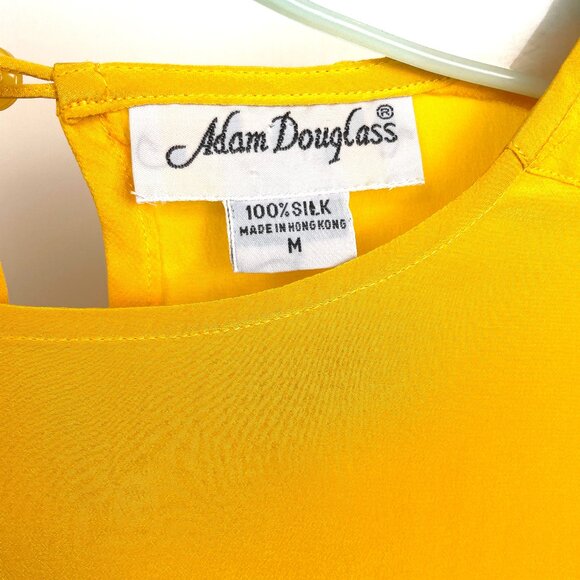ADAM DOUGLAS Women's Yellow Blouse Top 100% Silk Size Medium 3/4 Sleeve - Picture 2 of 7